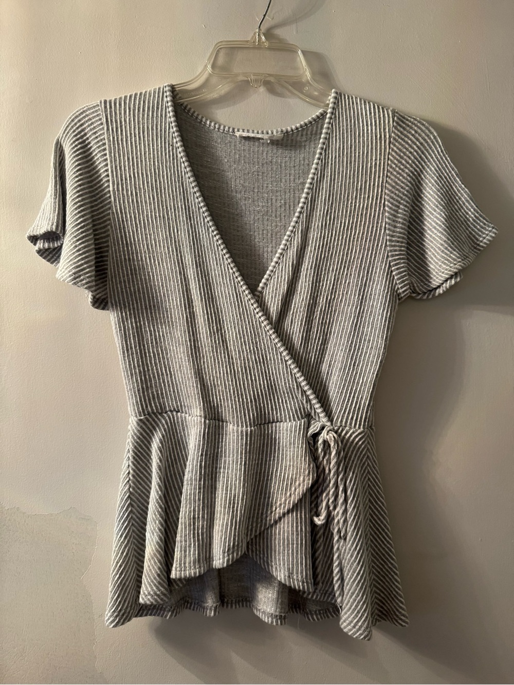 Caution To The Wind Light Gray Ribbed Tee